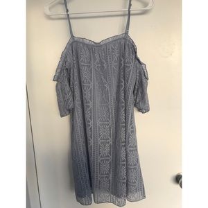 Light Blue, Lace, Off-The-Shoulder Dress